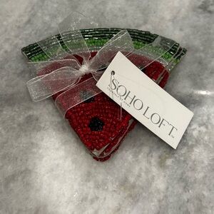 Soho Loft Watermelon Beaded Coasters Set of Four